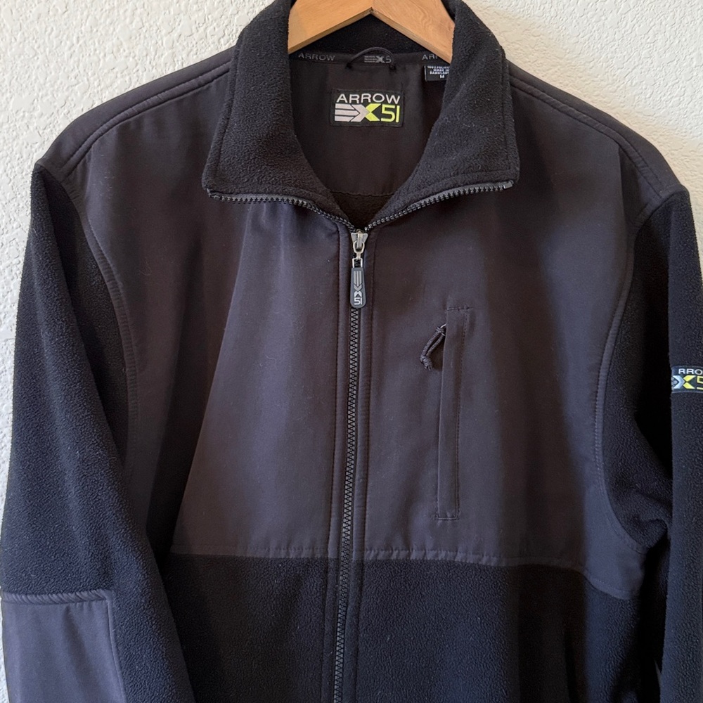 Arrow X51 Fleece/Nylon Full Front Zip Jacket, Black, size Medium